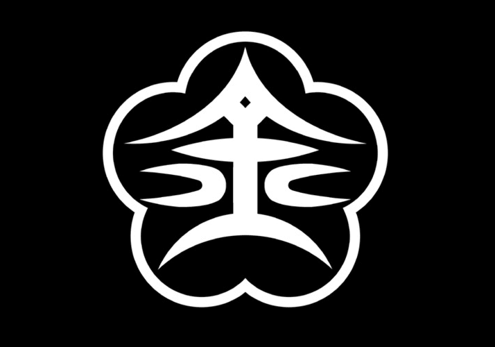 Kanazawa (Ishikawa): The kanji 金 (kana) inside a plum blossom, the Maeda clan symbol.